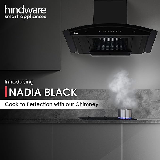 Hindware Smart Appliances Nadia IN Stylish Filterless Auto-Clean Kitchen Chimney (90 cm Wide, 1500 m3/hr)
