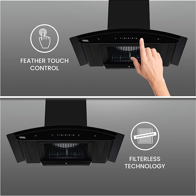 Hindware Smart Appliances Nadia IN Stylish Filterless Auto-Clean Kitchen Chimney (90 cm Wide, 1500 m3/hr)