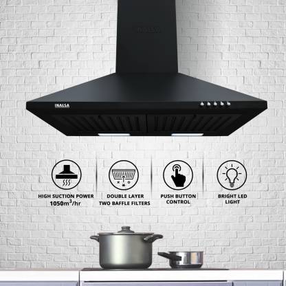 INALSA EKON 60BK Pyramid Kitchen Chimney (60 cm Wide/1050 m3/hr)