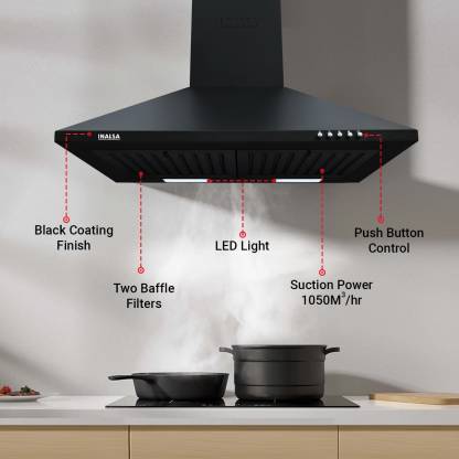 INALSA EKON 60BK Pyramid Kitchen Chimney (60 cm Wide/1050 m3/hr)