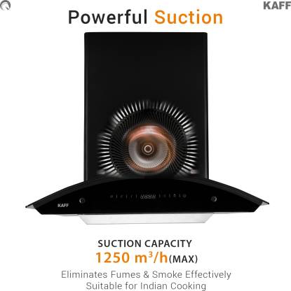 KAFF RIOLX BF DHC-60 Auto Clean Curved Glass Kitchen Chimney (60 cm Wide, 1250 m3/hr)