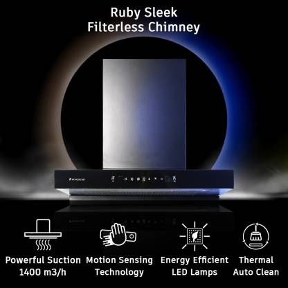 Wonderchef Ruby Sleek Chimney (90 cm Wide, 1400 m3/hr)