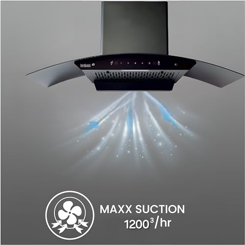 Hindware EVITA 90 1200 CMH 3 Speed Gesture Control Thermal Auto Clean Wall Mounted Chimney