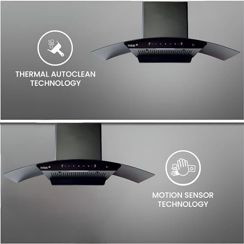 Hindware EVITA 90 1200 CMH 3 Speed Gesture Control Thermal Auto Clean Wall Mounted Chimney