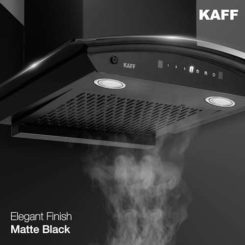KAFF K-Series KEC 60A 1450CMH Curved Glass Filterless Auto Clean Kitchen Chimney