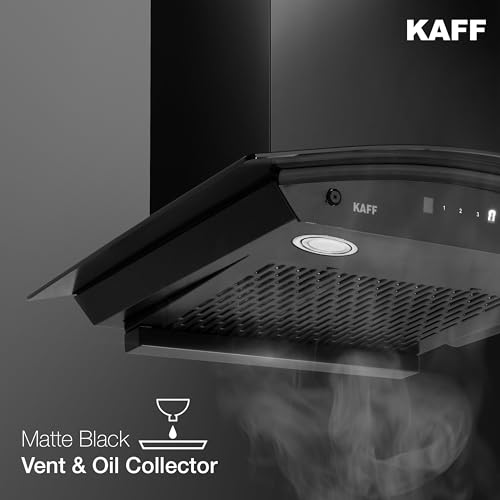 KAFF K-Series KEC 60A 1450CMH Curved Glass Filterless Auto Clean Kitchen Chimney