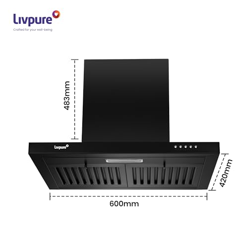 Livpure Shield 60 cm 1100CMH T-Shape Baffle Filter Kitchen Chimney
