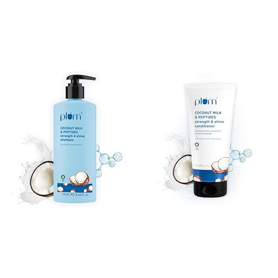 Plum Coconut Milk & Peptides | Shiny Hair Shampoo & Conditioner Combo | for Shine