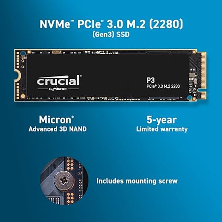 Crucial P3 PCIe 30 3D NAND 1 TB Internal SSD