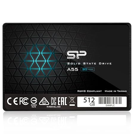 Silicon Power 512GB 3D NAND A55 SLC Cache Performance Boost SATA III 2.5" 7mm