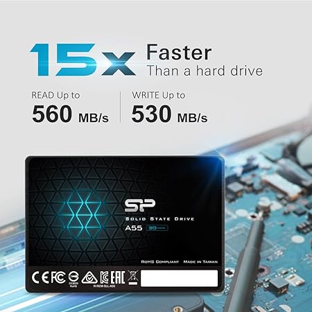 Silicon Power 512GB 3D NAND A55 SLC Cache Performance Boost SATA III 2.5" 7mm