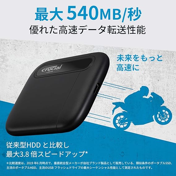 Crucial X6 Portable External Solid State Drive (USB-C, USB 32)
