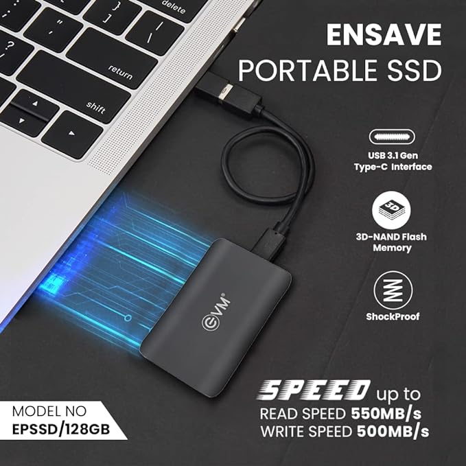 EVM EnSave External Portable Solid State Drive (USB 31 Gen 2 | Type C)