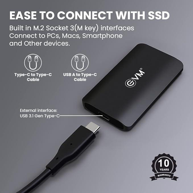 EVM EnSave External Portable Solid State Drive (USB 31 Gen 2 | Type C)