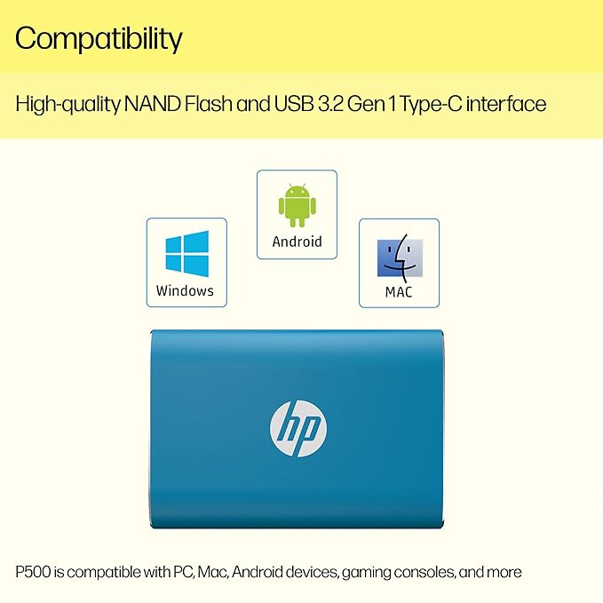 HP P500 Portable Solid State Drive (USB 32 GEN 1 s NAND Flash)