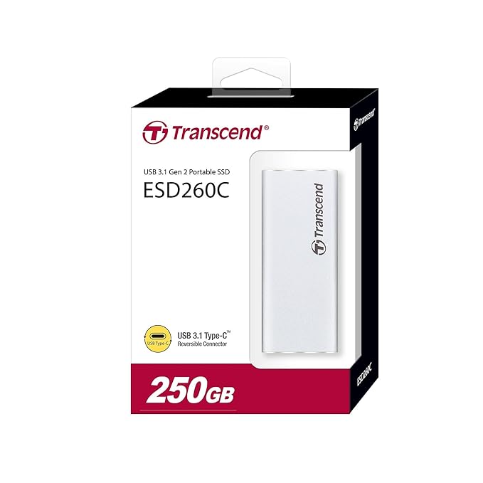 Transcend 250GB External SSD USB 3.1 Gen 2 Type-C ESD260C Portable External