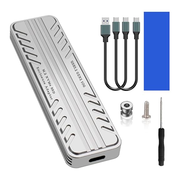 Verilux M.2 NVMe SSD Enclosure Aluminum External M.2 SSD Enclosure 10Gbps USB C