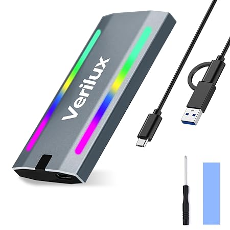 Verilux M.2 NVMe SSD Enclosure with Type C Cable USB C External NVMe SSD