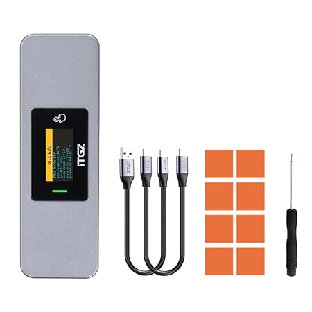 Verilux Smart M.2 Enclosure with Touchscreen and RGB USB 3.2 Gen 2 10Gbps