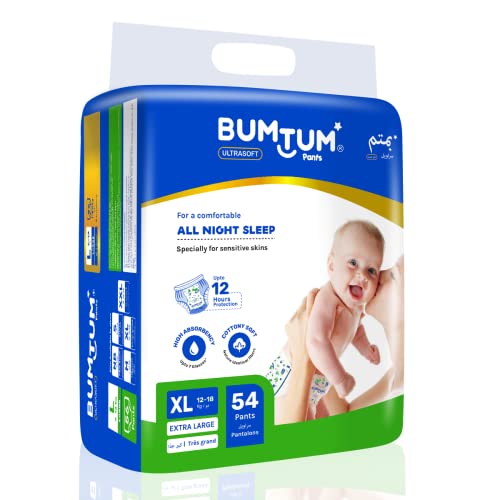 Bumtum Baby Diaper Pants, Double Layer Leakage Protection, 12 to 18 Kg, Pack of 2