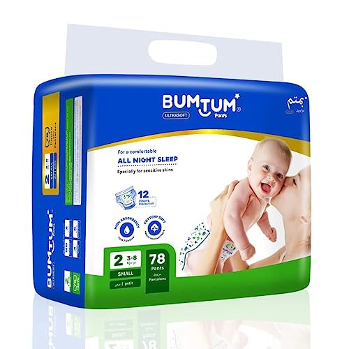 Bumtum Baby Diaper Pants, Double Leakage Protection, 4 to 8 Kg, Pack of 3