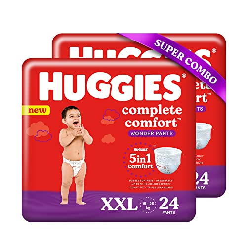 Huggies Complete Comfort Wonder Pants, Double Extra Large (XXL) -  48 count (Pack of 2, 24 count Per Pack)