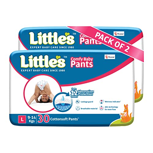 Littles Baby Pants Diapers with Wetness Indicator, Pack of 2