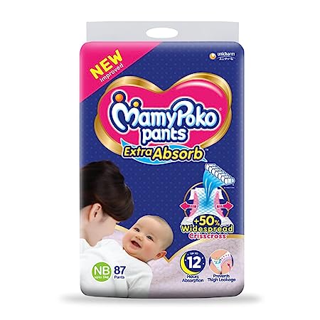 MamyPoko Pants Extra Absorb NB Unisex Baby, Pack of 87