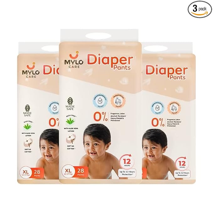 Mylo Care Baby Diaper Pants X-Large (XL) 12-17 kgs with Aloe Vera Lotion (84 count)