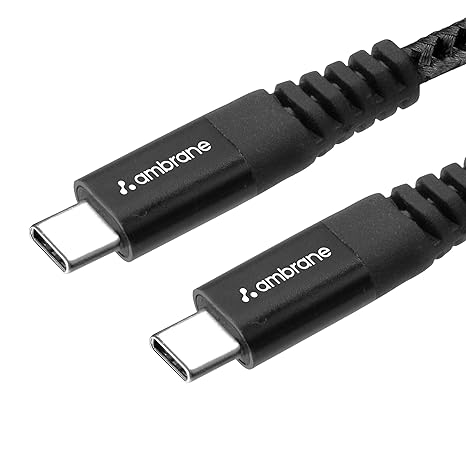Ambrane Unbreakable Fast Charging 15m Braided Type C to Type C Cable