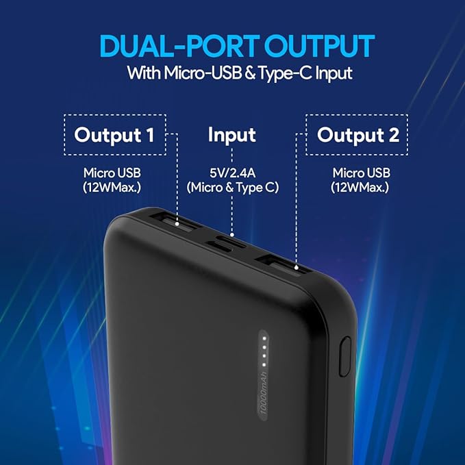 FLiX(Beetel) P10 New Launch PowerXtreme 10,000mAh Slim Power Bank USB C/Micro USB Input