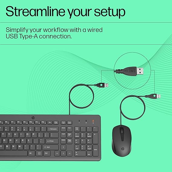 HP 150 Wired Keyboard and Mouse Combo