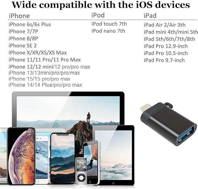 JGD PRODUCTS Lightning Male to 30 USB A Female OTG Adapter