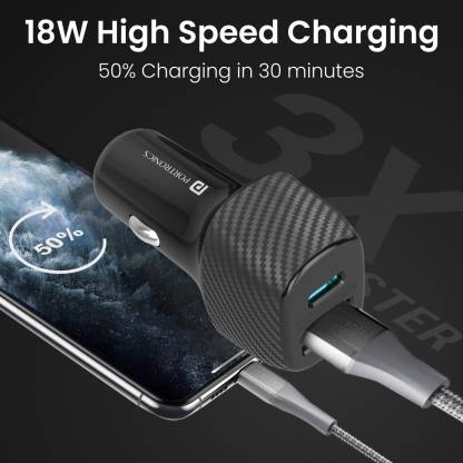 Portronics 51W Car Power 16 Fast Car Charger with Dual Output