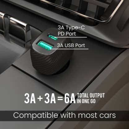Portronics 51W Car Power 16 Fast Car Charger with Dual Output