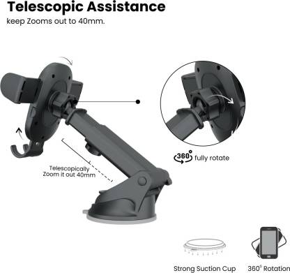 Portronics Clamp M2 Adjustable Car Mobile Phone Holder Stand