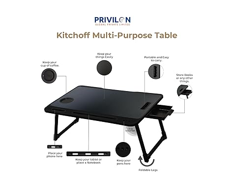 Privilion Globle Foldable Wooden Mini Laptop Table