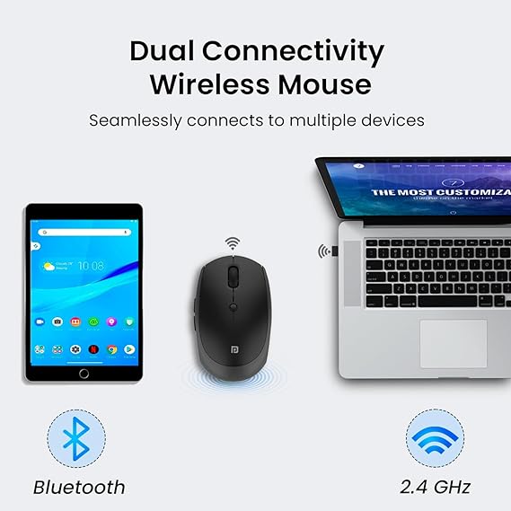 Portronics Toad III Wireless Mouse with Bluetooth & 2.4 GHz Dual Connectivity