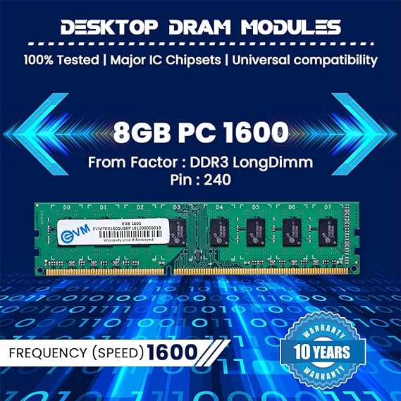 EVM 8GB DDR3 Desktop RAM | 1600 MHz Memory