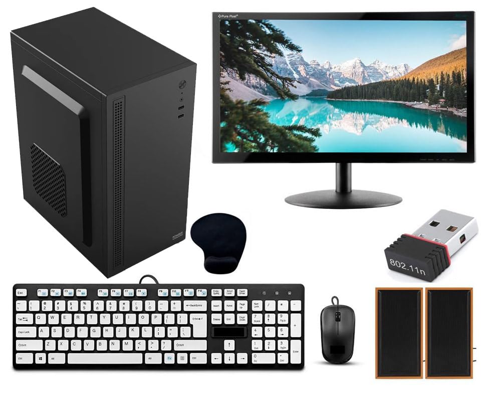 Desktop Computer Set With I5 3470 19-Inch Monitor | Keyboard | Mouse | Wifi | Speakers | Windows 10 | Black