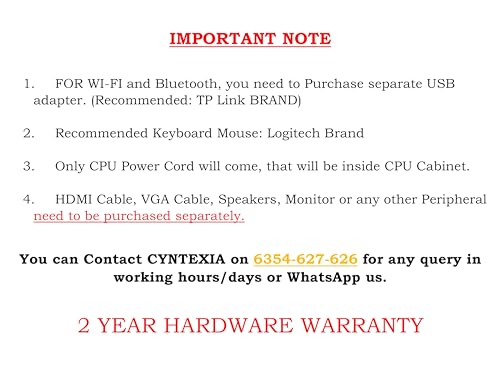 Cyntexia Computer Desktop Pc Core I5-4Th Gen ( Hdmi | Vga | Ethernet | Hd Graphics 4600 | Usb 3.0 | Win 11) Basic Software Installed