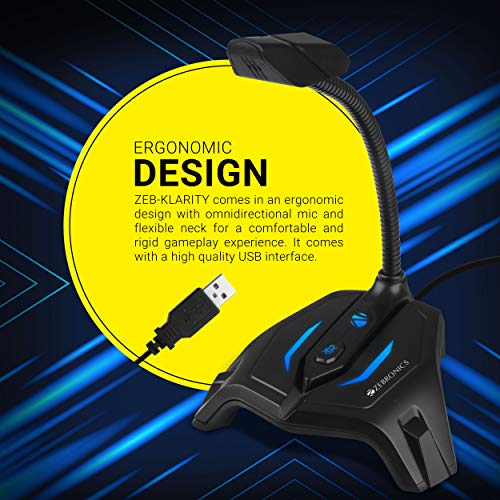 Zebronics Zeb-Klarity USB Gaming Mic for Recording / Streaming (PC Compatible)