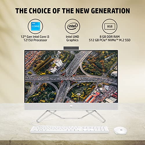 HP All-in-One 12th Gen Intel Core i3 (27inches/8GB RAM/512GB SSD/FHD Micro-Edge Anti-Glare Display/Wireless Keyboard & Mouse)