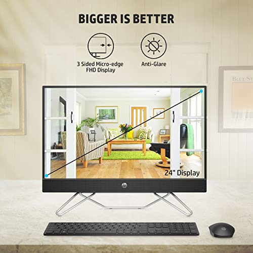HP All-in-One 12th Gen Intel Core i3-1215U 24-cb1802in 24-inch(605 cm) FHD Desktop (8GB/512GB/Win 11/Wireless Keyboard and Mouse Combo)