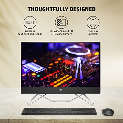 HP All-in-One 12th Gen Intel Core i3-1215U 24-cb1802in 24-inch(605 cm) FHD Desktop (8GB/512GB/Win 11/Wireless Keyboard and Mouse Combo)