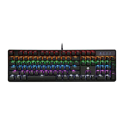 HP GK320 Wired Full Size RGB Backlight Mechanical Gaming Keyboard, 4 LED Indicators