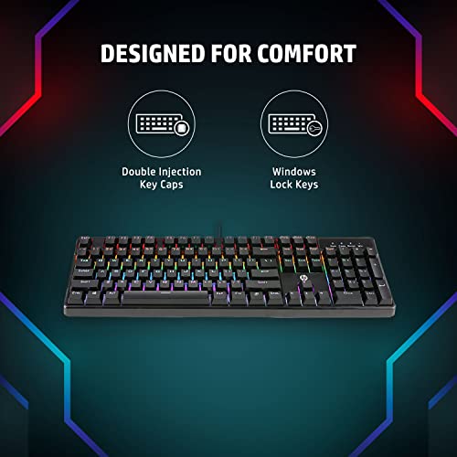 HP GK320 Wired Full Size RGB Backlight Mechanical Gaming Keyboard, 4 LED Indicators