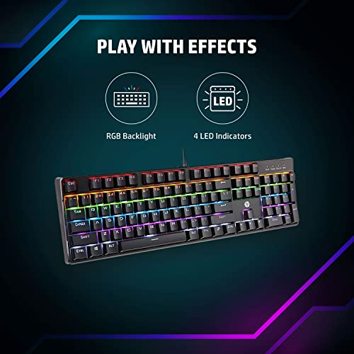HP GK320 Wired Full Size RGB Backlight Mechanical Gaming Keyboard, 4 LED Indicators