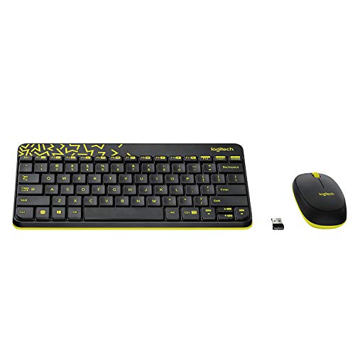 Logitech MK240 Nano Wireless USB Keyboard and Mouse Set, 12 Function Keys 24GHz Wireless, 1000DPI