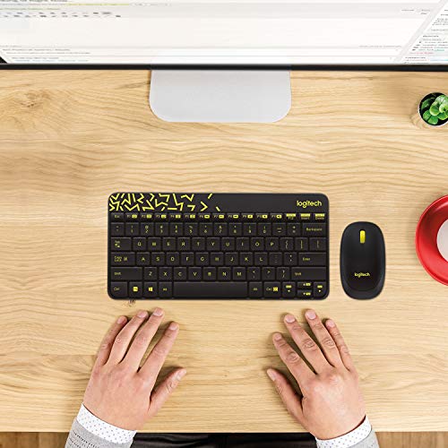 Logitech MK240 Nano Wireless USB Keyboard and Mouse Set, 12 Function Keys 24GHz Wireless, 1000DPI